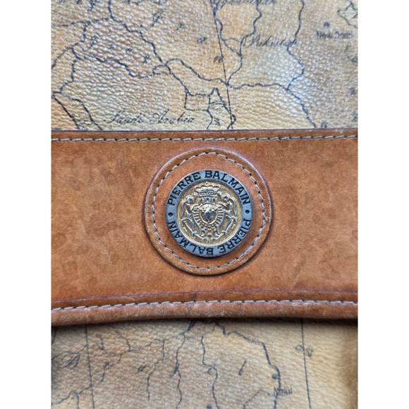 Rare Vintage Pierre Balmain Paris World Map Messenger Bag - Made in USA - Picture 2 of 8